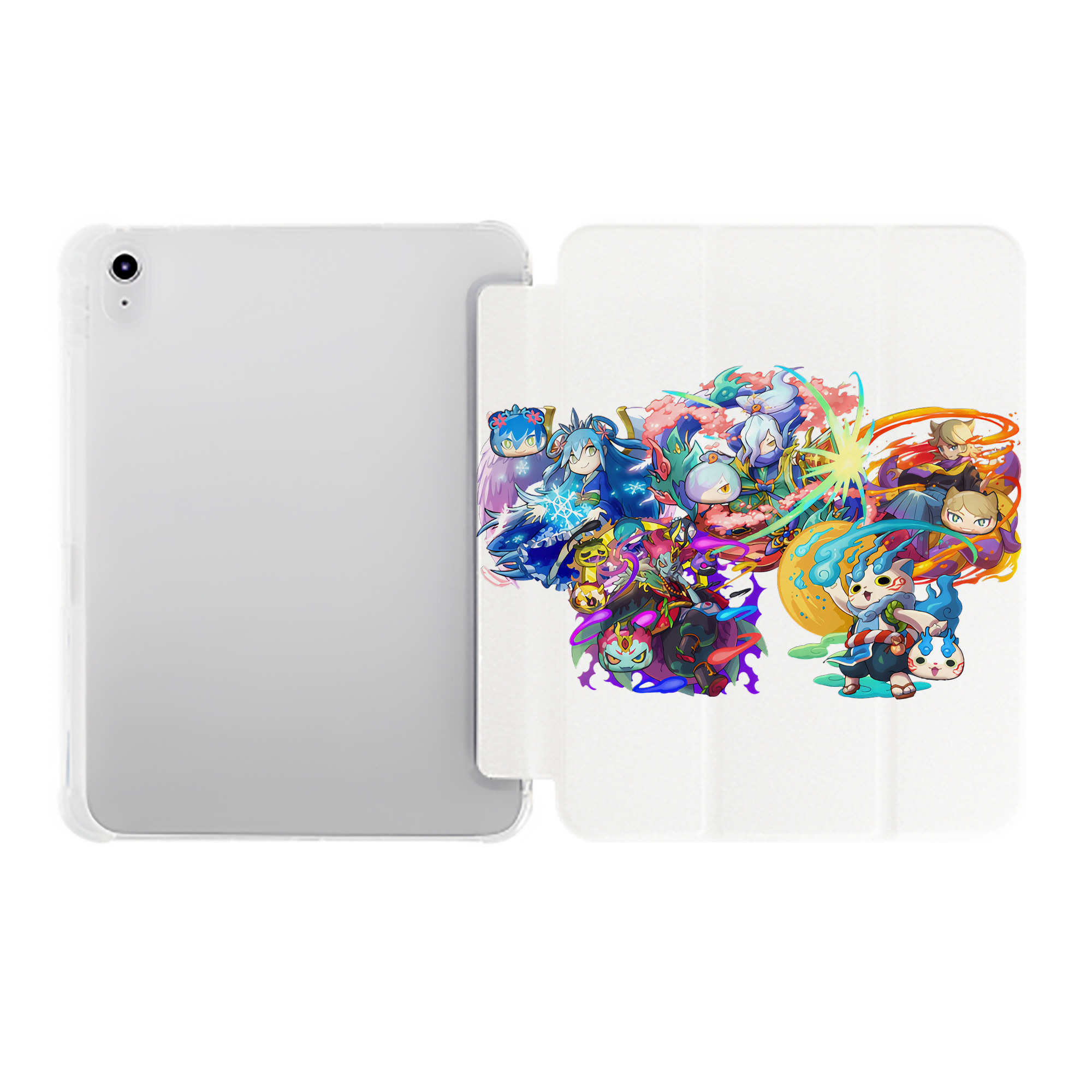 （画像用） 妖怪ウォッチ Yo-kai Watch IPad ケース ペン収納付き 三つ折りスタンド PUレザー×シリコン 対応機種9.5/10.5/10.9インチ